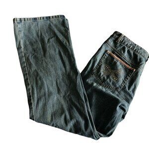 Dana Buchman Womens Buona Jeans 10P‎ Blue Bow Rhinestone Embellished Pockets